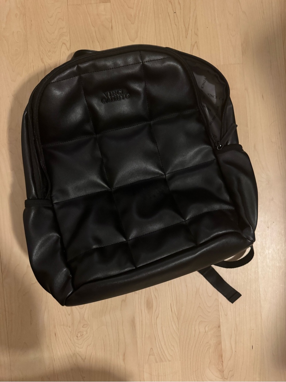 Vince Camuto Black Quilted Leather-Style Backpack